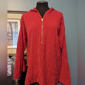 Soft Surroundings 1/2 zip Kemia gauze hoodie, size large